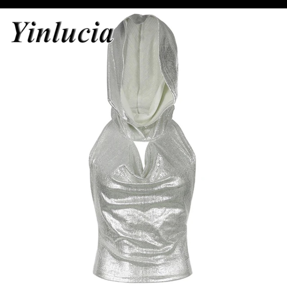 Silver drape top